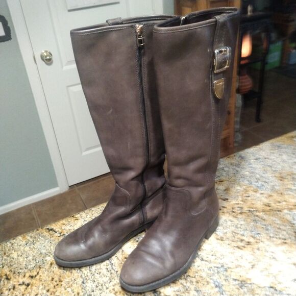 Coach Easton Classic Equestrian Tall Riding Boots Chestnut Brown Leather Size 6B - Picture 1 of 13